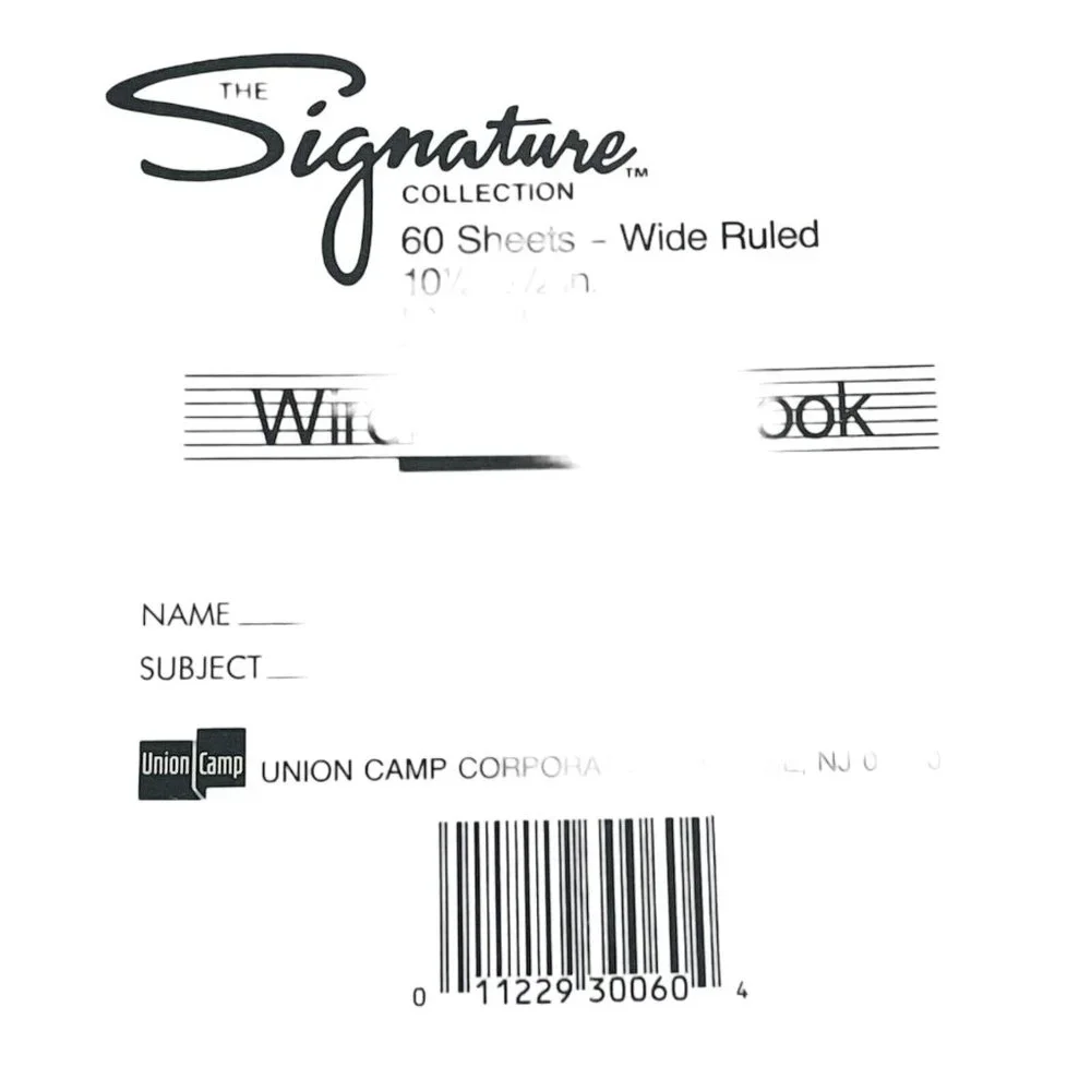 Vintage Union Camp 3 Hole Signature Collection Wireless Wide Rule Paper Notebook